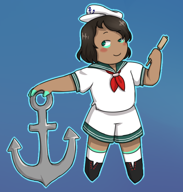 a drawing of Captain Murasa from Touhou in a chibi style