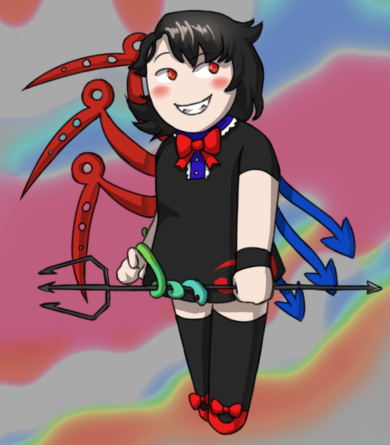 a drawing of Houjuu Nue from Touhou in a chibi style
