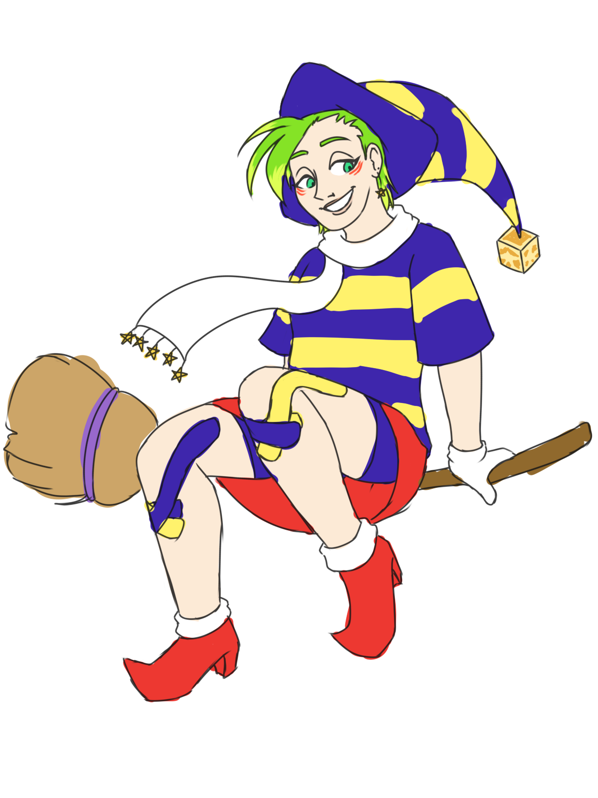 a drawing of Gryll from Kirby as a humanoid (gijinka)